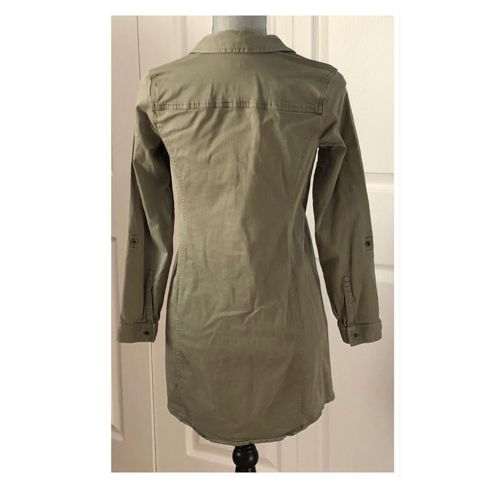 🔥HP🔥 J.Jill Live in Chino Safari Green Trench Dress - Picture 4 of 5